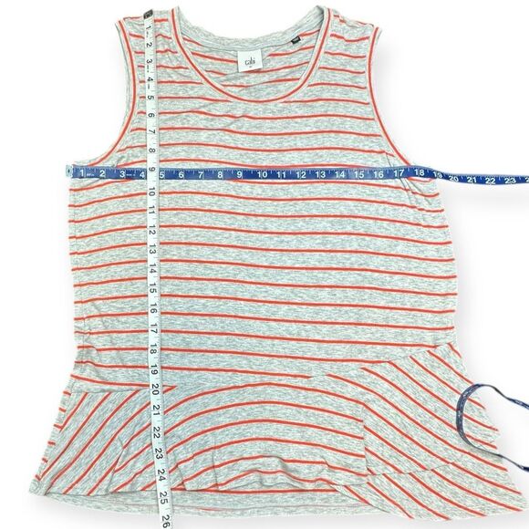 CABI Women’s Heather Gray and Orange Striped Ruffle Peplum Tank Top Size Medium - Picture 7 of 7